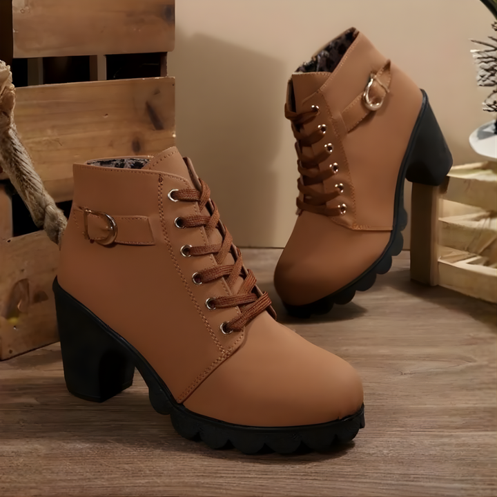 Joanne | Lace-Up Buckle Ankle Boots