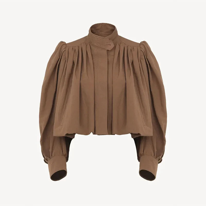 Frieda | Trendy Pleated Puff Sleeve Jacket