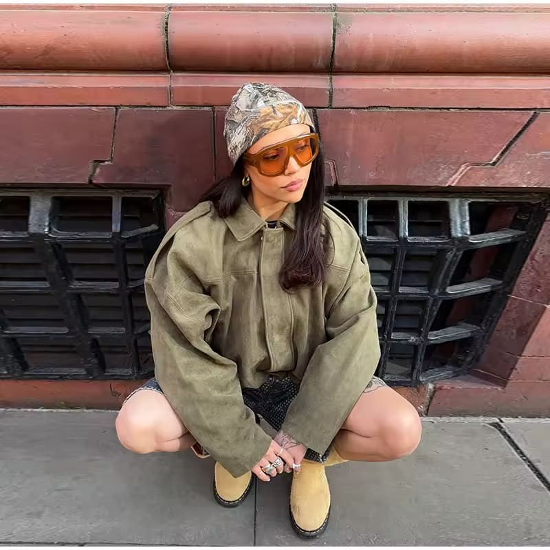 Mette | Suede Bomber Jacket